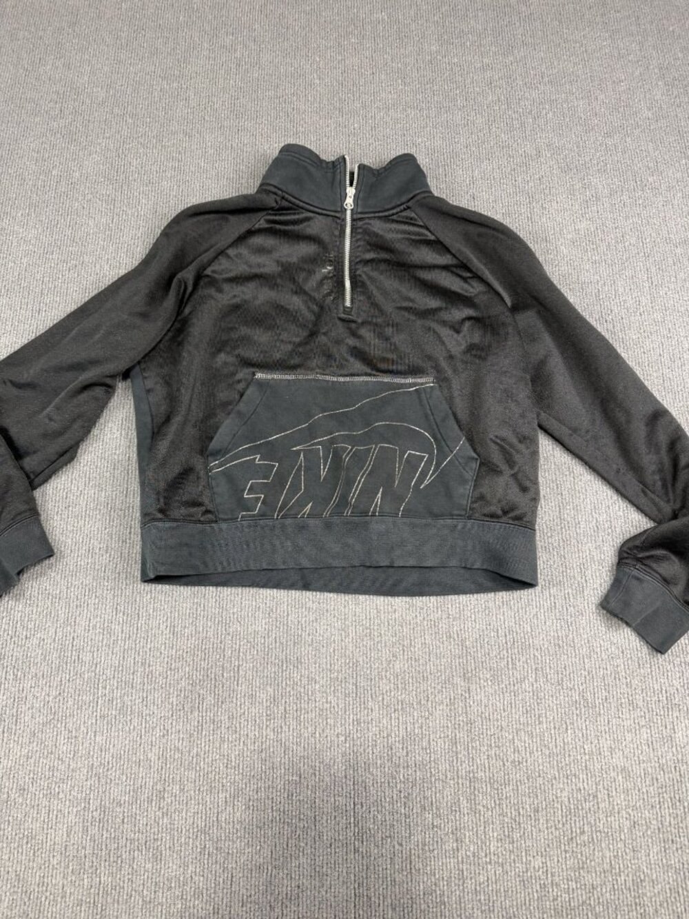 Nike Womens Black Cropped 1/4 Zip Pullover Sweatshirt S